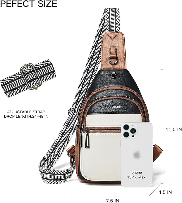 Sling Bag For Women Faux Leather Small Casual Daypack Backpack Fanny Pack Crossbody Chest Bags Purse