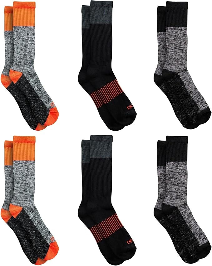 Dickies Men's Dri-Tech Original Moisture Control Crew Socks, Available in M-XXL (6, 12, 18 Pairs)