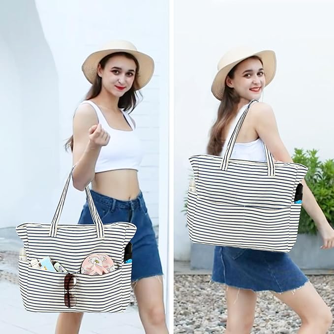 Bluboon Beach Bags for Women, Large Waterproof Tote Bag With Wet Compartment for Pool Weekender Travel Gym