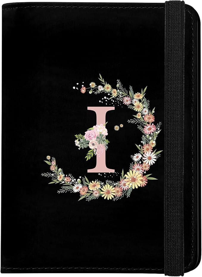 Cute Passport Holder and Holder Combo Passport Cover with RFID Blocking Women Men Compatible Wallet Credit Card Protector (Black-I)