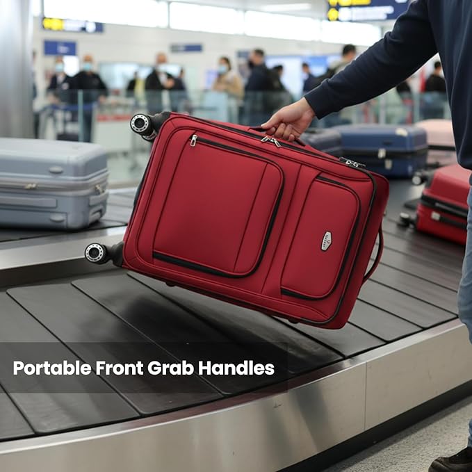 Softside Luggage Sets 2 Piece,Expandable15% Lightweight Durable Suitcase Sets Double Spinner Wheels & w/Combination LOCK（Red,20in/30in）