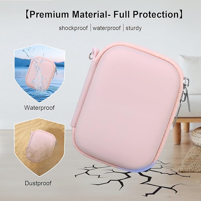 Elonbo Camera Carrying Case for KODAK PIXPRO FZ55 / FZ53 / FZ45 / FZ43 16MP Digital Camera, Vlogging Camera Storage Holder Travel Bag, Mesh Bag Fits Batteries, Cable, Memory Card, Card Reader, Pink