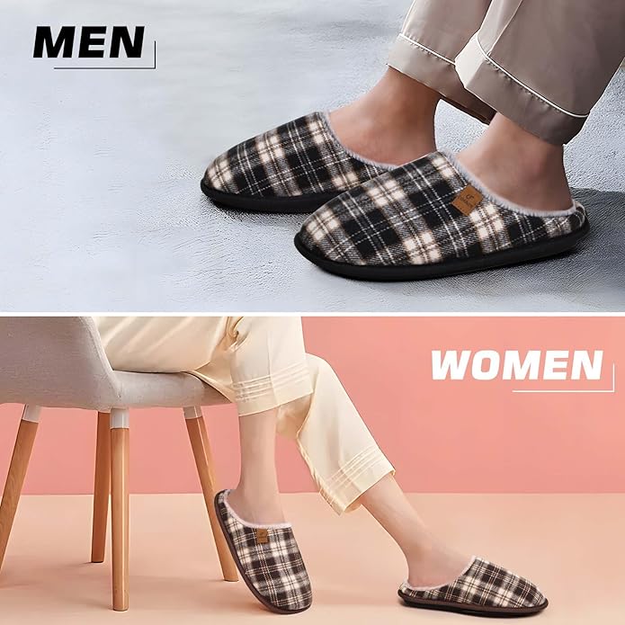 COFACE Mens Cozy Memory Foam Scuff Slippers Casual Slip On Warm House Shoes Indoor/Outdoor Sandal Slippers With Arch Support Rubber Sole Size 7-15