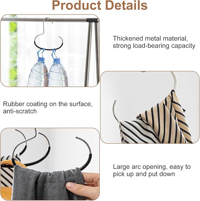 6 Pack Hat Organizer Scarf Hanger for Closet, Belt Hanger for Closet Space-Saving, Scarf Organizer for Baseball Caps, Beanies, Belts, Scarf (6PCS)