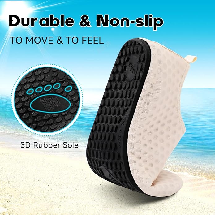 Scurtain Barefoot Water Shoes for Women Men Beach Swim Aqua Socks Summer Quick-Dry Sandals Slippers