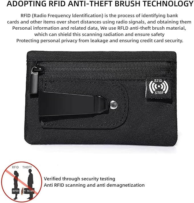 RFID Hidden Clip Stash Money Belt - Ultra Thin Anti-Theft Travel Pouch with Credit Card Slots for Women/Men, Perfect for International Travel, Daily Commute & Outdoor Activities (Khaki)
