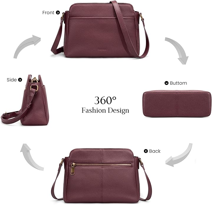 befen Anti-theft Crossbody Bag for Women Genuine Leather, Small Cross Body Shoulder Handbags with RFID Card Slots