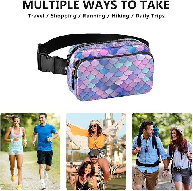 Colorful Mermaid Scale Fanny Pack for Women Men Water Resistant Fashion Waist Packs with Adjustable Strap Belt Bag for Travel Workout Jogging Hiking 21219387