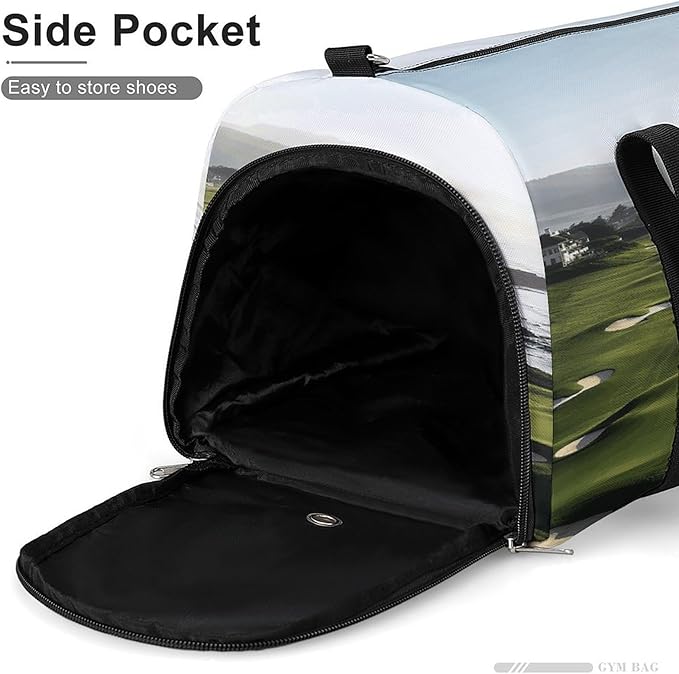 Seaside Golf Course Gym Bag Lightweight ，Travel Duffle Bag with Shoe Compartment，Gym Bag for Women for Overnight, Weekend, Yoga, Gym, Business Trips, Sport And Hospital.