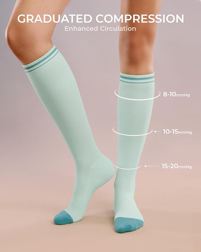 FITRELL 4 Pairs Compression Socks for Women & Men, 15-20mmHg Circulation Support for Athletic Travel Daily Wear