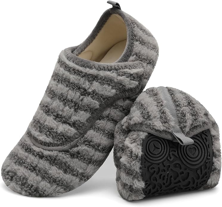 BARERUN Slippers for Women Men Wide House Diabetic Shoes for Women Men Warm Arthritis Edema Swollen Neuropathy Socks Slip on Adjustable Fuzzy Comfy Soft Womens Mens Bedroom Sliipers