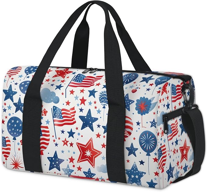 Flags Overnight Travel Bag Unisex White Blue Red Carry-On Size Tote Bag Suitable for Travel Duffle Gym Sports