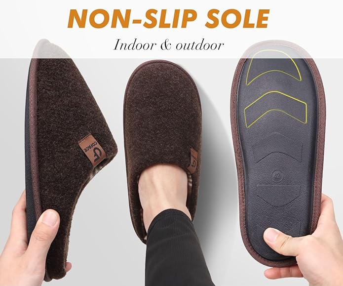 COFACE Unisex Mens Womens Cozy Memory Foam Scuff Slippers Casual Slip On Warm House Shoes Indoor/Outdoor Felt Sandal Slippers Size 4-15