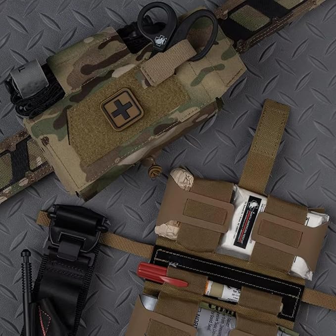 IFAKon Compact V3 Ifak Pouch for Trauma Kit, Quick Pull First Aid Pouch with 7 Pockets Adapt to Belt, MOLLE Plate Carrier Vest, Waistband, Chest Rigs.