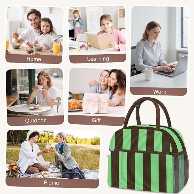 Lunch Bag Lunch Box for Women, Cute Corduroy Insulated Reusable Work Leakproof Simple Adults Large Lunch Boxes Tote Bag Men Cooler Bag
