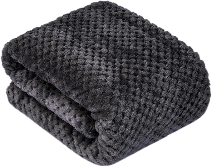 Fuzzy Sherpa Reversible Blanket for Baby, Soft Warm Cozy Coral Fleece Toddler, Infant or Newborn Reversible Blanket for Crib, Stroller, Travel, 30”×40”, Dark Grey