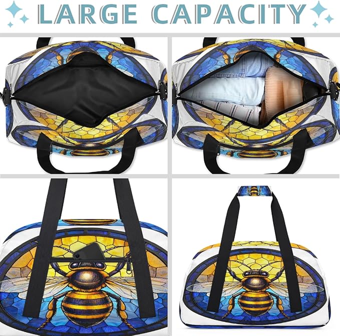 Travel Duffle Bag for travel duffle bag sports Girls Boys Kids Honey Animal Bee Lightweight Overnight Sleepover Weekender Bags Small Dance Gym Sport Bag Teens Carry-On Size Workout Bag