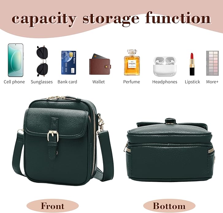 Leather Crossbody Bags for Women Travel Small Crossbody Purse Anti Theft Waterproof Bum Bag with Built in Wallet