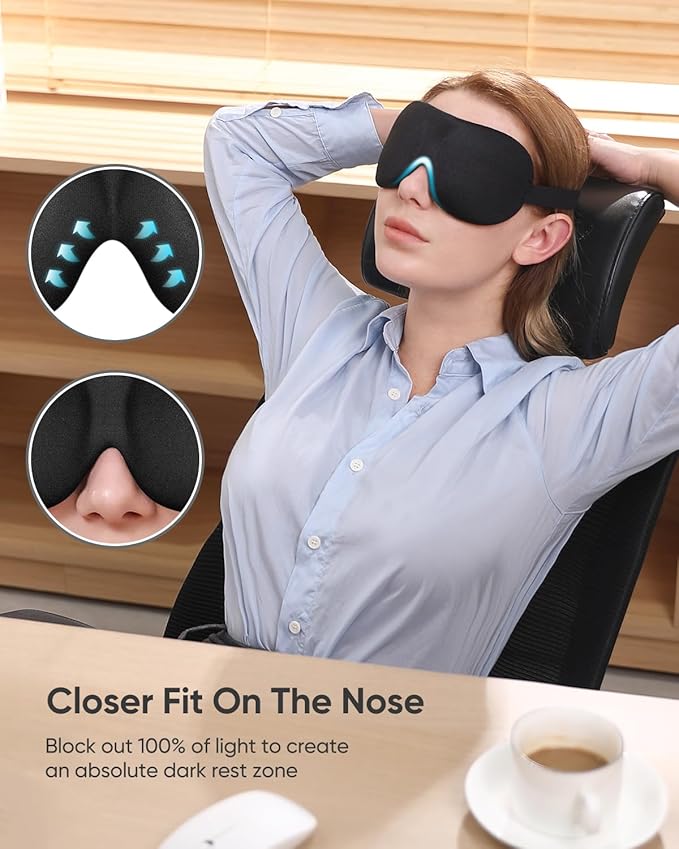 LKY DIGITAL Sleep Mask for Side Sleeper 3 Pack, Blackout 3D Eye Mask for Sleeping, Night Blindfold for Men Women