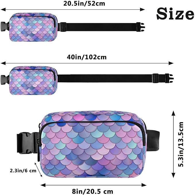 Colorful Mermaid Scale Fanny Pack for Women Men Water Resistant Fashion Waist Packs with Adjustable Strap Belt Bag for Travel Workout Jogging Hiking 21219387