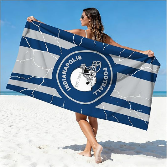 Football Fan Thin Lightweight Microfiber Beach Towel Indianapolis Themed Oversized Towels Men Women Apparel Colts Team Dad Bf Friend Xmas Christmas Father Day Cool Funny Gifts