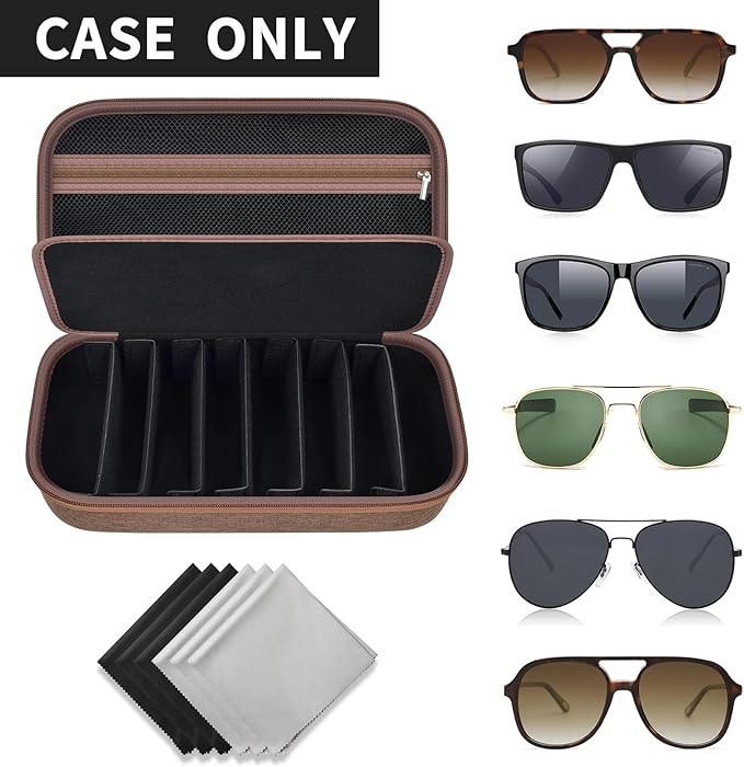 Travel Sunglass Organizer Case for 8 Pairs Polarized Sunglasses, Storage Box for Multi-style Dressers (Bag Only)