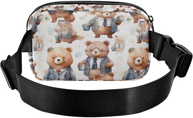 Cute Bears in Suits Fanny Pack for Women Men Water Resistant Fashion Waist Packs with Adjustable Strap Belt Bag for Travel Workout Jogging Hiking 21219732