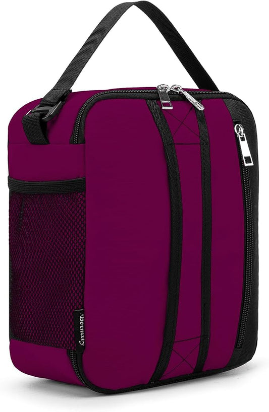 BEIMILY Lunch Box for Men Women Adults,Small Insulated Lunch Bag for Office Work Picnic,Reusable Portable Lunchbox,Soft Cooler Tote Bag(Dark Red)