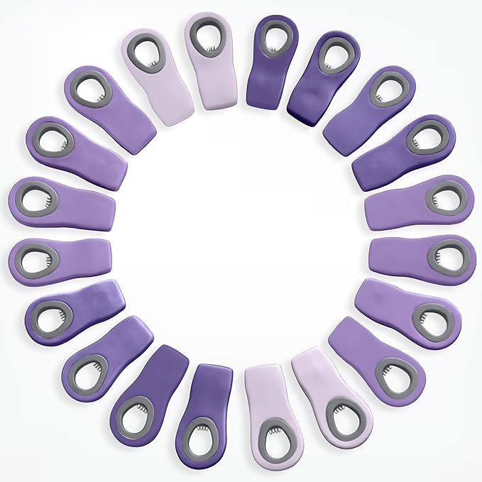 COOK WITH COLOR Bag Clips with Magnet- Food, Chip, Bag Clips for Food Storage with Airtight Seal Grip for Bread, Snack and Food Bags (Lavender, Pack of 20)