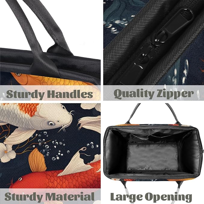 Asian Style Kois Overnight Weekender Bag for Women Men Travel Duffel Bags Waterproof Luggage Carry on Sports Yoga Gym Bag