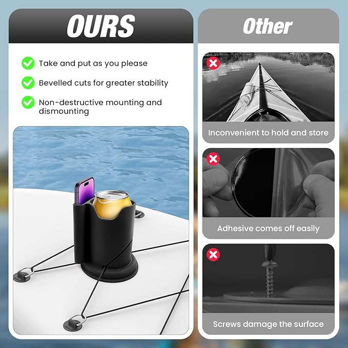 Kayak Cup Holder, Cup Paddle Board, Paddle Board Accessories Surfboards, Canoes and Kayak Accessories for Types of Cup Bottle Drink