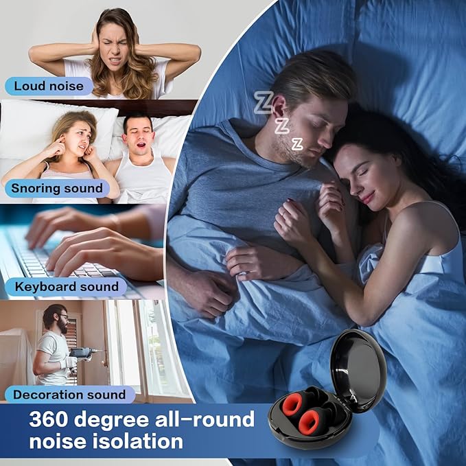 Artevive Earplugs Motorcycle.Ear Plugs for Sleeping Noise Cancelling 35dB Noise Reduction、Reusable Ear Plugs,Super Soft for Motorcycles Cycling、Sleeping、Work、Travel(Purple White)
