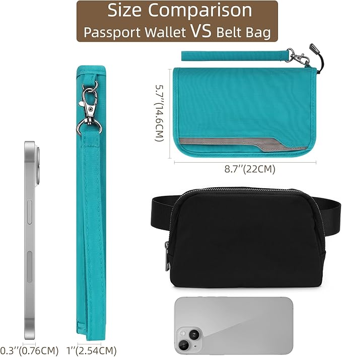 ZOPPEN Passport Holder Family RFID Passport Wallet, Passport Holder Women/Men, Travel Wallet Documents Organizer Zipper Case with Removable Wristlet Strap, Travel Essentials for Flying