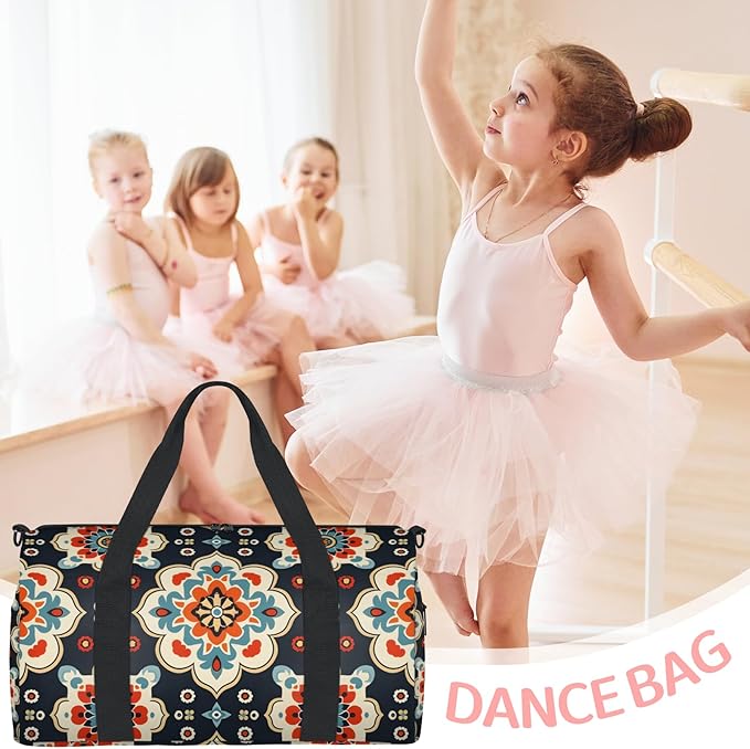 Beige Floral Overnight Travel Bag Unisex Dark Blue Carry-On Size Tote Bag Suitable for Travel Duffle Gym Sports
