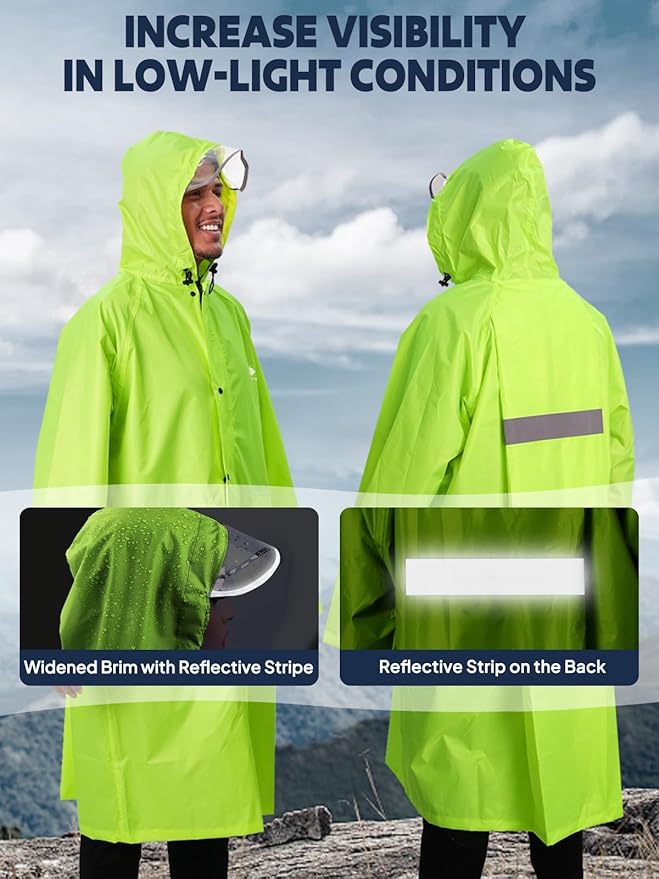 ANYOO Waterproof Rain Jacket for Men Women Lightweight Long Sleeve Raincoat with Hood Emergency Rain Poncho Adults for Hiking