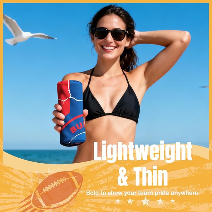 Football Fan Thin Lightweight Microfiber Beach Towel Themed Men Women Stuff Team Oversized Boyfriend Father Friend Christmas Xmas Gag Cool Personalized Unique Gift