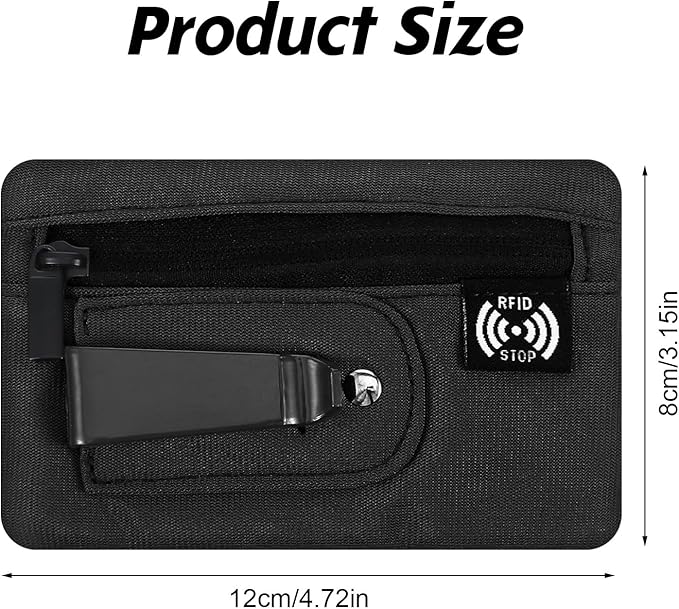 Money Clip, RFID Belt Wallet Travel Wallet Blocking Clip Pocket for Cards Pickpocket Hidden Clips Stash Credit Card Holder Compact Thin Anti-Theft for Traveling(Black)