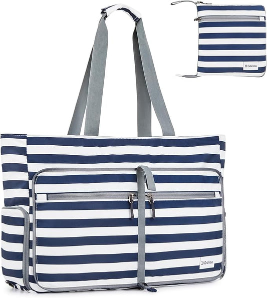 G4Free Large Beach Bag, Foldable Tote with Zipper, Waterproof Sandproof Pool Bag