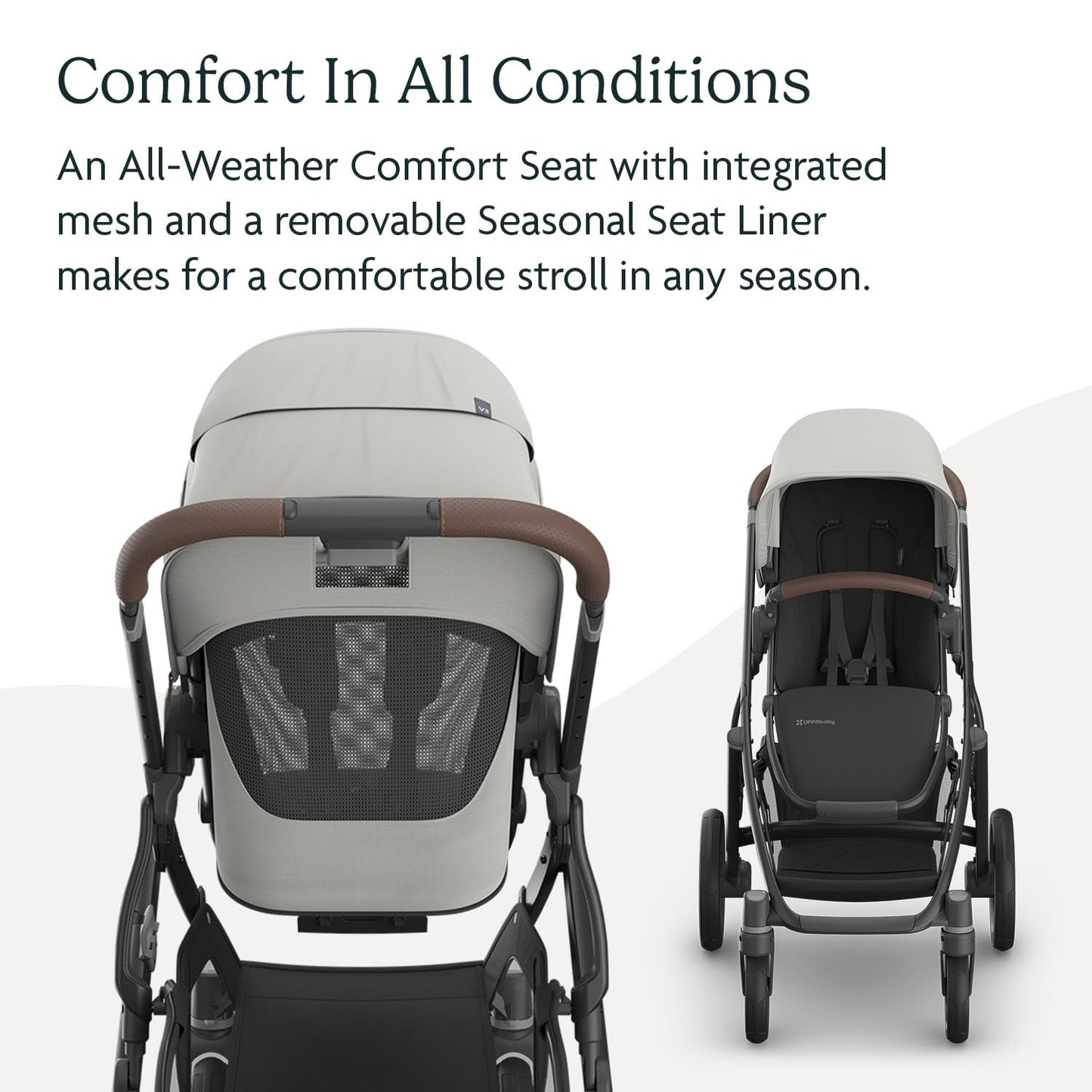 UPPAbaby Vista V3 Stroller - Full-Size Single-To-Double Stroller System - Toddler Seat, Bug Shield, Rain Shield, and Storage Bag Included - Savannah (Pearl Gray Jacquard/Carbon Frame/Chestnut Leather)