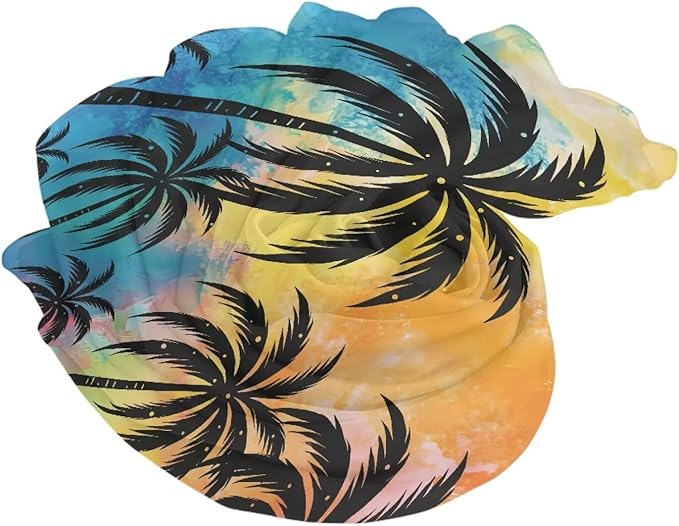 Beach Towel – Oversized (110"x 78") Absorbent Lightweight Thin Towels for Adults - Quick Dry, Easy to Carry Sand Free Travel Towel for Swimming Vacation, L, Coconut Tree Silhouette Print
