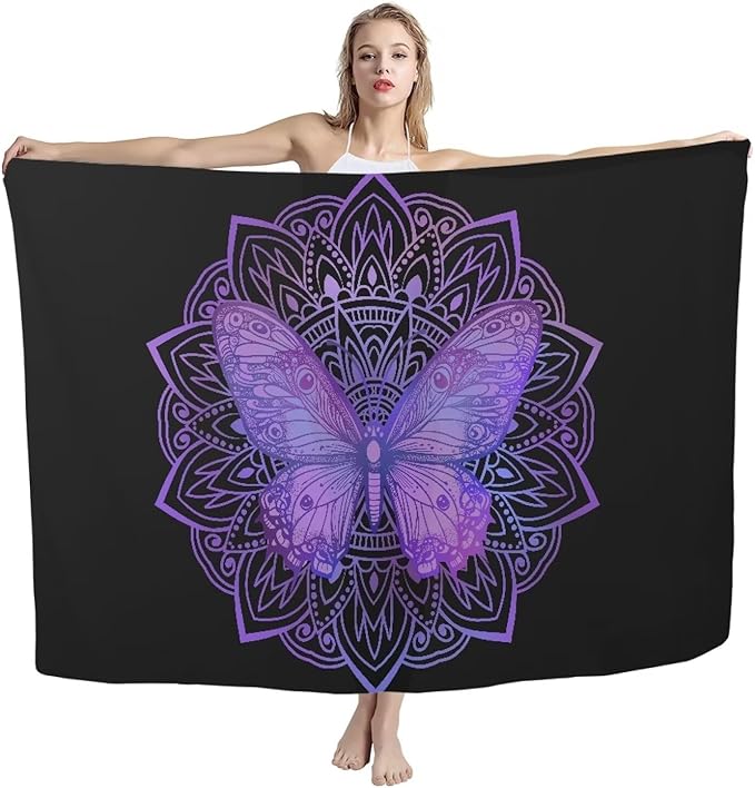 Mandala Butterfly Boho Print Microfiber Beach Towel - Sand Free Towels Quick Dry, Light Weight, Absorbent for Pool, Travel, Camping Essentials, Oversized Extra Large for Adults 110x78 in