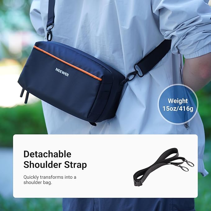 NEEWER Tech Pouch, Splashproof Tech Organizer Storage Case Travel Carry Bag with Multi Compartments Shoulder Strap for Electronics Photography Accessories SD Card Battery Cable Cord Charger, PB024