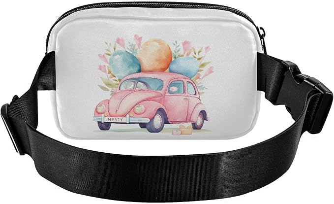 Easter Pink Car Easter Eggs Fanny Pack for Women Men Water Resistant Fashion Waist Packs with Adjustable Strap Belt Bag for Travel Workout Jogging Hiking 21217920