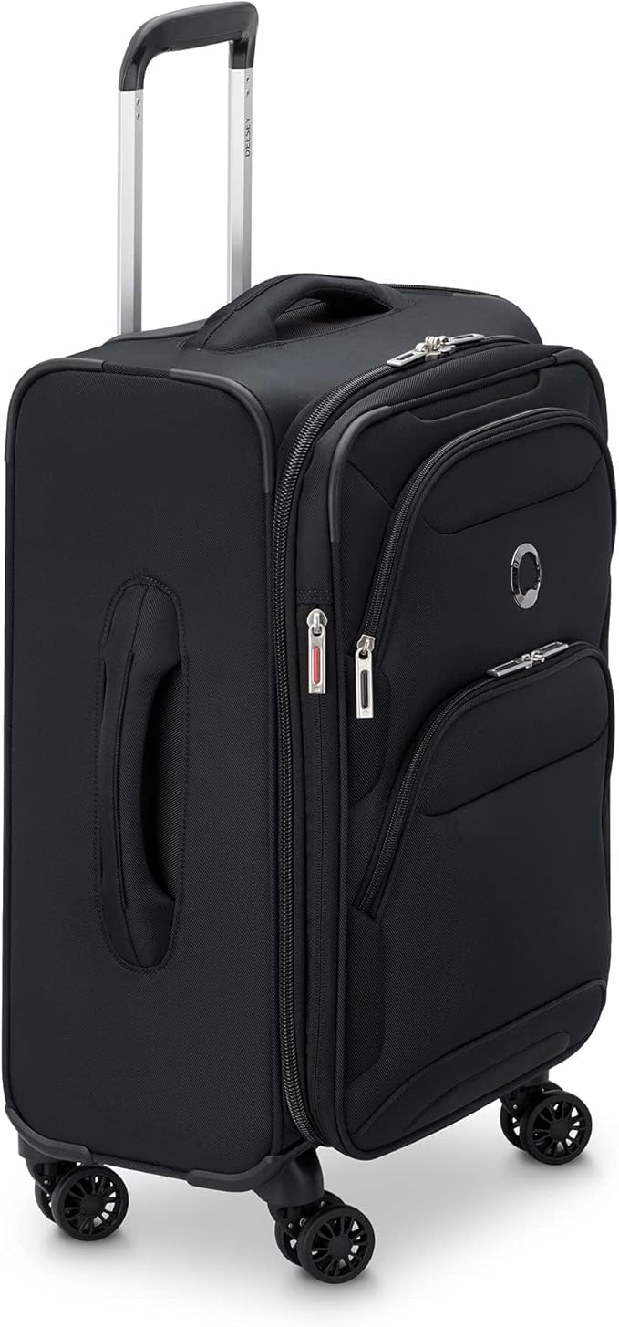 DELSEY PARIS Sky Max 2.0 Softside Expandable Luggage with Spinner Wheels, Black, 2-Piece Set (21/Duffle)