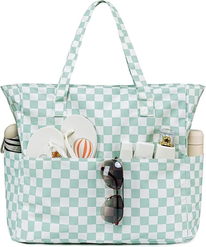 Bluboon Beach Bags for Women, Large Waterproof Tote Bag With Wet Compartment for Pool Weekender Travel Gym