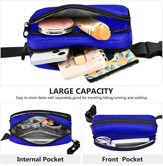 Fanny Pack for Women Men Water Resistant Fashion Waist Packs with Adjustable Strap Belt Bag for Travel Workout Jogging Hiking Medium Blue