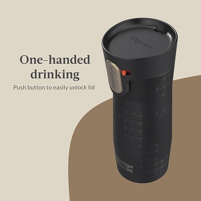 Contigo x Ally Love Stainless Steel Vacuum-Insulated Travel Mug with Autoseal and Easy Clean Lid,Spill-proof,Keeps Drinks cold 24 hrs & hot for 11 hrs,BPA Free,16oz.,West Loop 3.0,Licorice,(Pack of 4)
