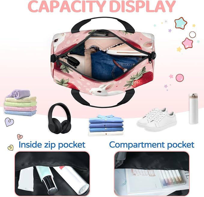 Fun Easter Rabbits Travel Duffle Bag for Women Men, Overnight Weekender Bag, Carry on Tote for Sport Gym