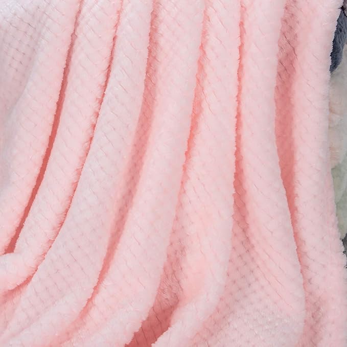 Fuzzy Throw Blanket, Plush Fleece Blankets for Adults, Toddler, Boys and Girls, Warm Soft Blankets and Throws for Bed, Couch, Sofa, Travel and Outdoor, Camping (40”×60”, Baby Pink)