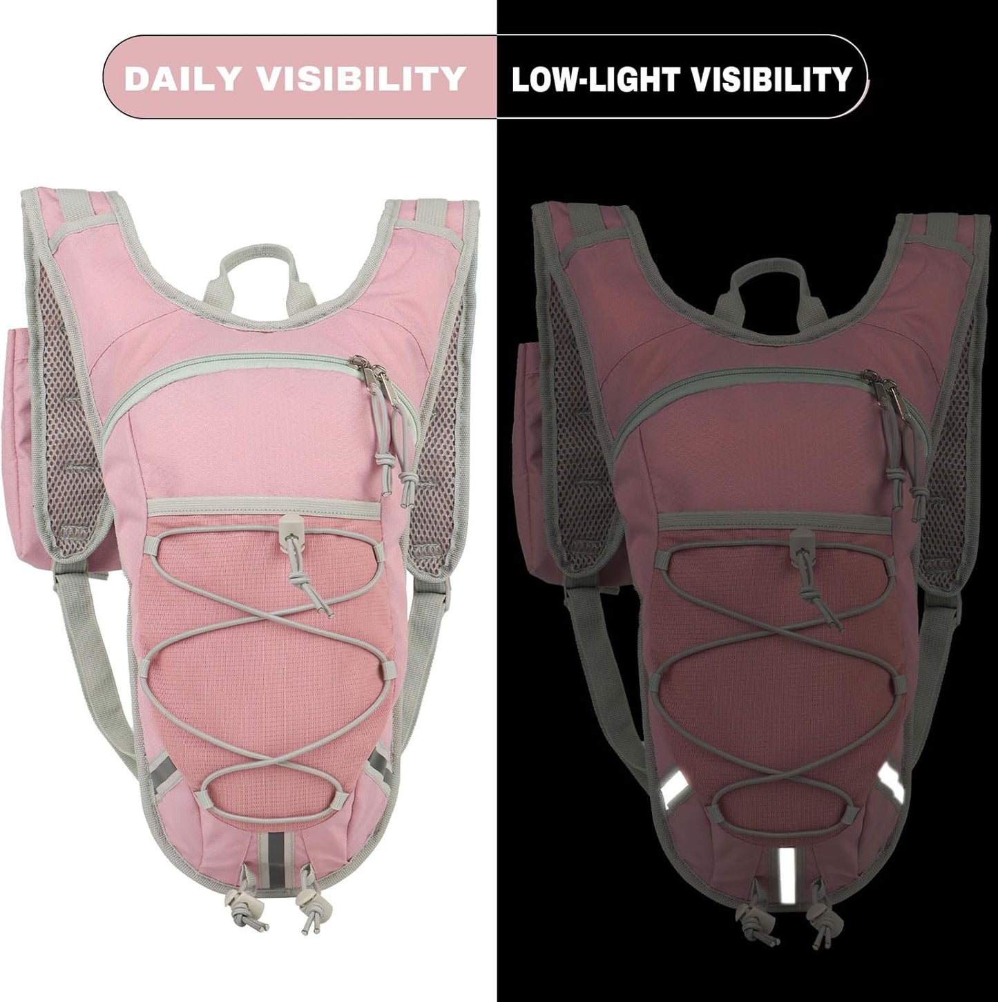 Lightweight Hydration Backpack 2L Water Bladder Pack for Running, Cycling, Hiking – Anti-Theft Water Backpack with Phone Holder, Trekking Pole Holder & Reflective Strips for Men & Women